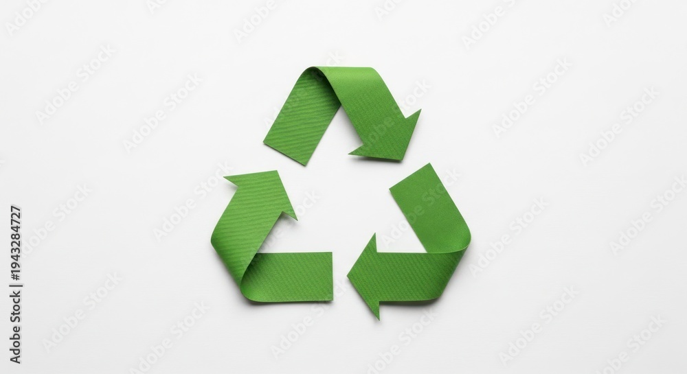 Obraz premium The universal symbol for recycling is prominently displayed on a clean white background.