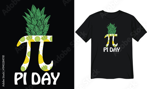 Pi Day Pineapple Vector Illustration with Tropical Pattern and Typography