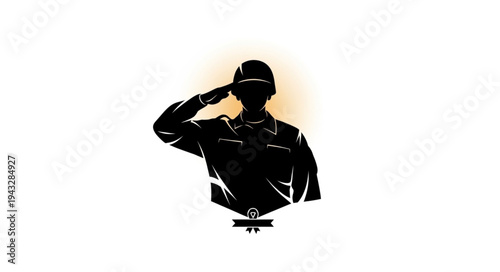 Saluting Soldier in Uniform Standing.