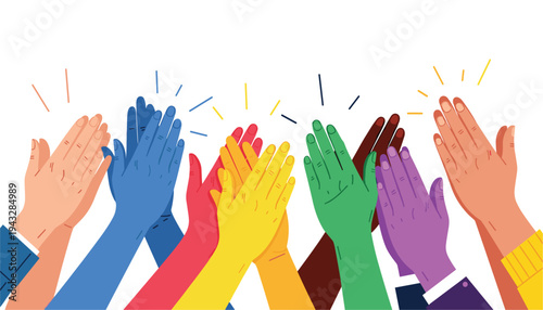 Diverse hands clapping in celebration and unity conveying a sense of community and shared joy