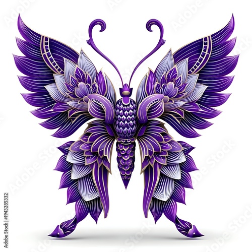 Artistic purple butterfly fantasy floral wings high resolution picture