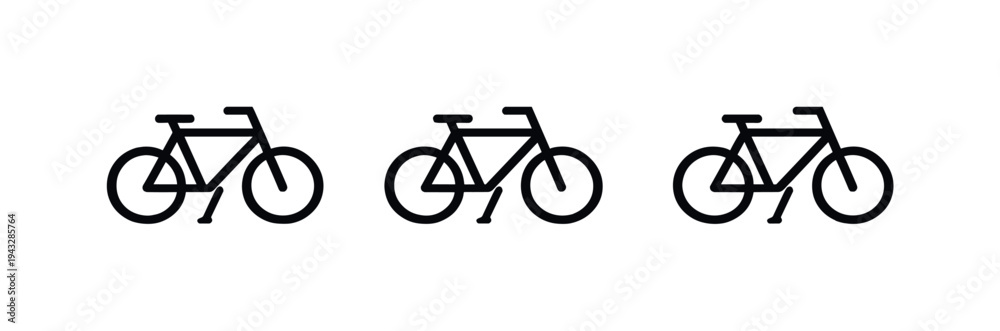 Fototapeta premium Minimalist Bike Symbol. City commute context depicted by a parked bike with kickstand down and simple frame geometry reduced to a