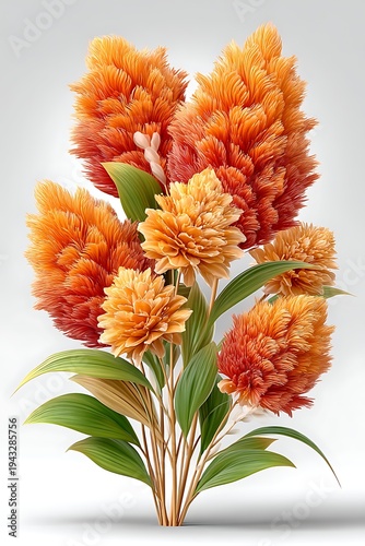 Decorative pampas grass with orange flowers high resolution picture