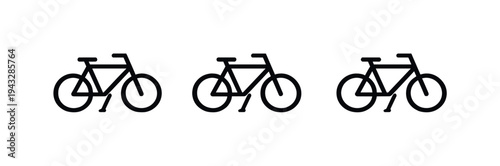 Minimalist Bike Symbol. City commute context depicted by a parked bike with kickstand down and simple frame geometry reduced to a