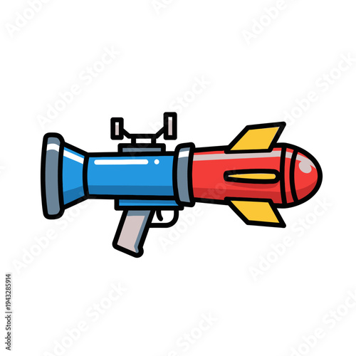 Cartoon Rocket Launcher Weapon, Military Bazooka, Missile Launcher, Explosive Device, Game Asset