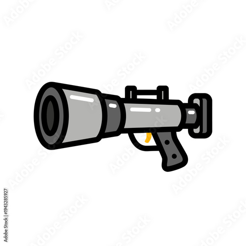 Cartoon Rocket Launcher Weapon Icon, Game Asset, Futuristic Firearm