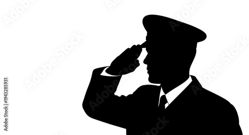 Silhouette of Saluting Military Officer.