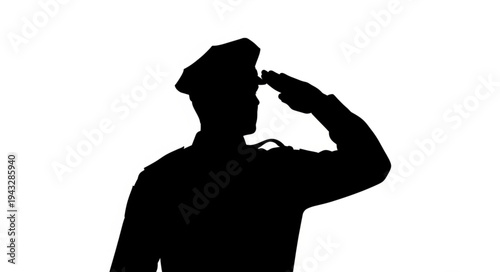 Silhouette of Saluting Military Person.