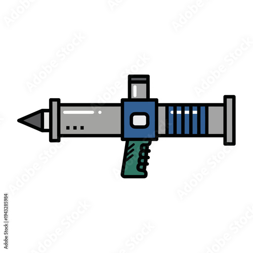 Rocket Launcher Weapon Icon, Military Bazooka, Anti-tank Missile System, Flat Design