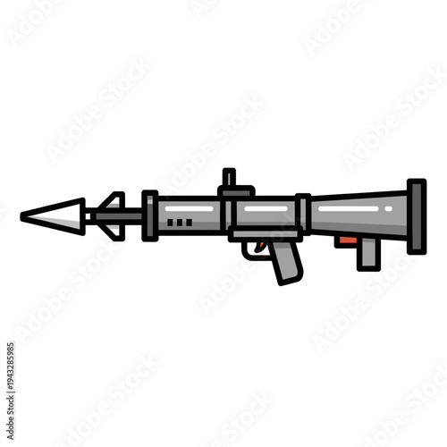 Rocket Launcher Weapon Icon, Military Bazooka Gun, RPG Launcher Vector Art