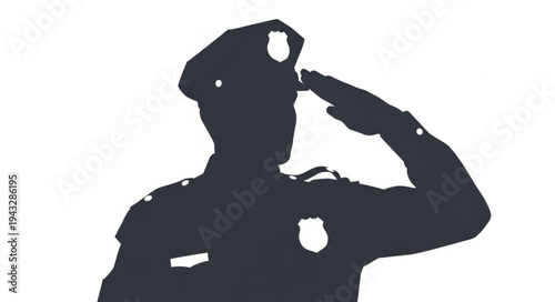 Silhouette of Saluting Police Officer.