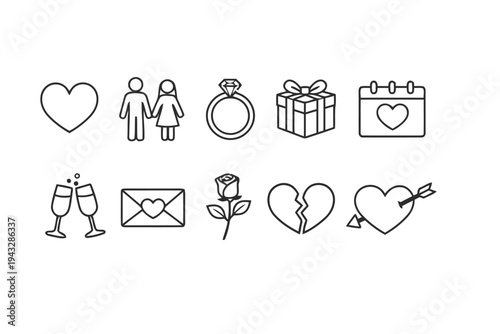 Valentine's day icons collection for love and romance holidays celebration