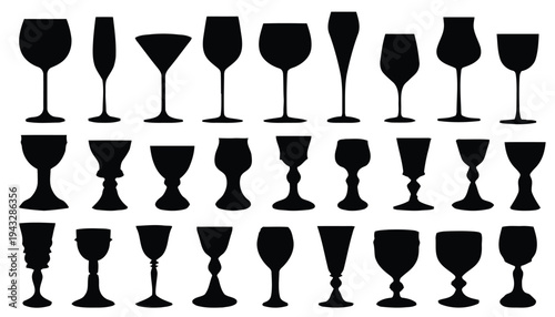 Variety of glass silhouettes, representing different drinkware shapes