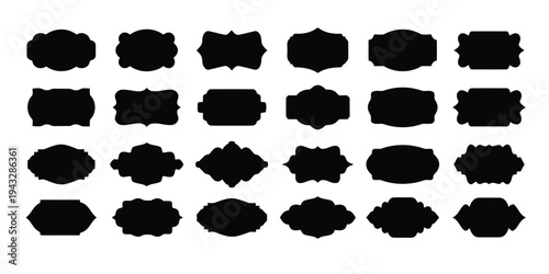 Variety of ornate black frames and borders, decorative design elements