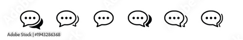Variations of speech bubble icons with dots for dialogue and messaging