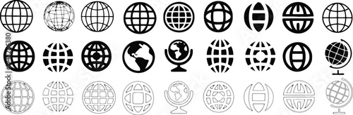 Varied globe icons depicting Earth and world connection