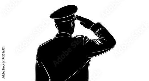 Silhouette of soldier saluting.