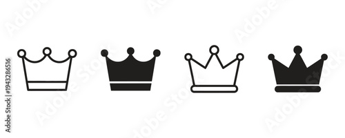 Various crown icons in outline and filled styles for design elements