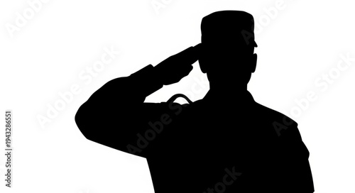 Silhouette of Soldier Saluting.