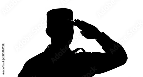 Silhouette of soldier saluting.