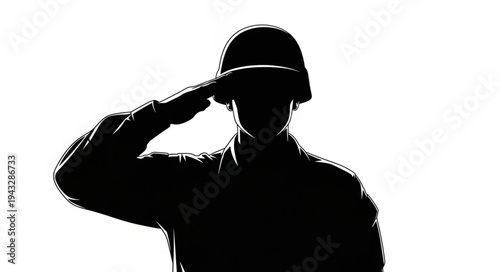 Silhouette of Soldier Saluting.