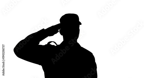 Silhouette of Soldier Saluting.