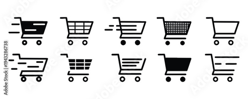Various shopping cart icons for e-commerce and online stores