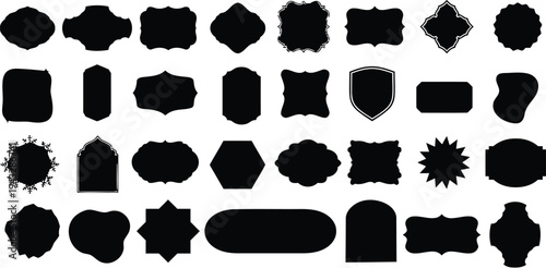Various silhouette shapes, decorative frames and ornamental badges