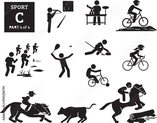 Sports Pictograms Including Archery, Cycling, and Equestrian