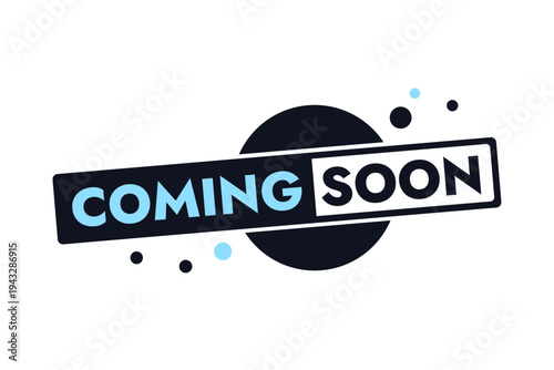 Coming soon teaser banner with geometric circles and modern typography on white background