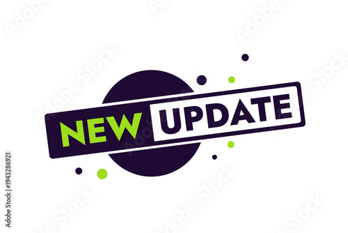 New update announcement banner with geometric circles and modern typography for software and web release
