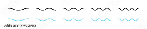 Wavy lines and curves in black and blue representing sound waves or water