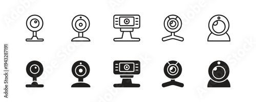 Webcam icons in various styles and angles