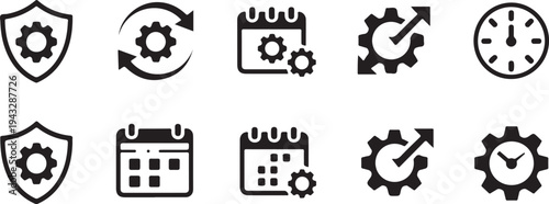 settings ui icons gear clock calendar time management symbols