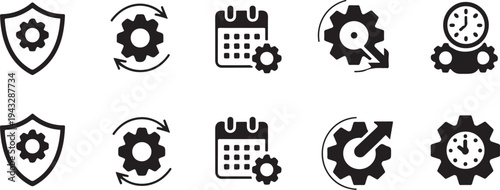 settings icons gear automation maintenance schedule vector