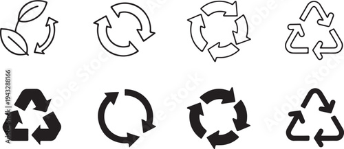 recycle eco icon collection leaf loop circularity symbols pack