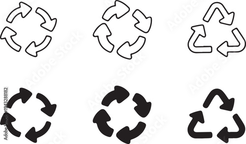 recycle vector icons circular arrows loop and recycling sign