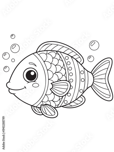 Fish coloring page for kids