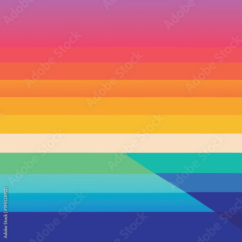 Modern Rainbow Gradient Stripes & Geometric Shapes Vector Design 