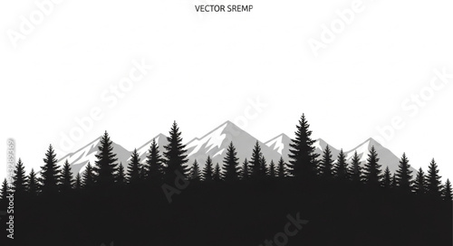 Silhouette of Trees and Mountains.