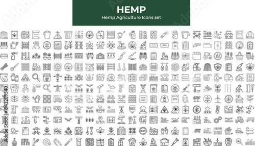 Set of 100 Hemp icons vector
