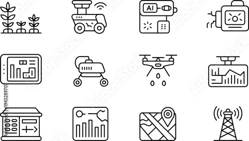 Set of 10 technology and data icons vector