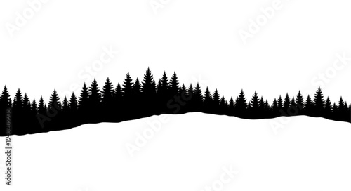 Silhouette of Trees on Snowy Hill.