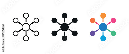 Digital ecosystem metaphor expressed as an abstract node symbol with short radiating links forming a connected core, clearly