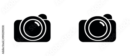Spontaneous action illustrated by a compact camera with lens circle and top button captured as one clear form, same shape