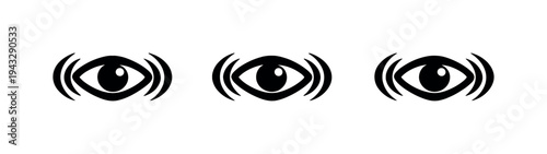 Digital vigilance metaphor symbolized by an eye combined with geometric signal waves forming a cohesive emblem, smooth silhouette