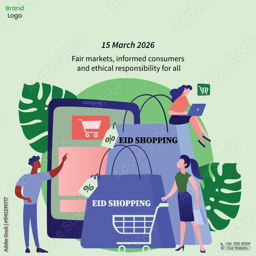 World Consumer Rights Day Social Media Poster Template, Consumer Protection Awareness Banner, Marketing Campaign Square Post Vector