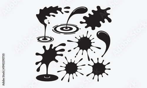 Water drops. Blue blob icons. Flat falling pure drop silhouettes. Clean isolated droplets, liquid juice and drink blobs, raindrop, nature drips shapes for logo vector