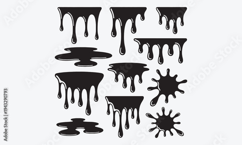 Water drops. Blue blob icons. Flat falling pure drop silhouettes. Clean isolated droplets, liquid juice and drink blobs, raindrop, nature drips shapes for logo vector