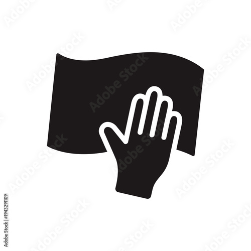 Wipe hand holding cleaning cloth symbol for hygiene and disinfection vector icon